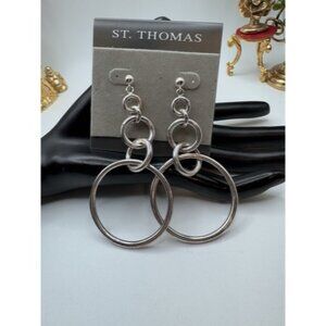 Oversized Earrings Hoops Classic NWOT - St. THOMAS Silver Plated